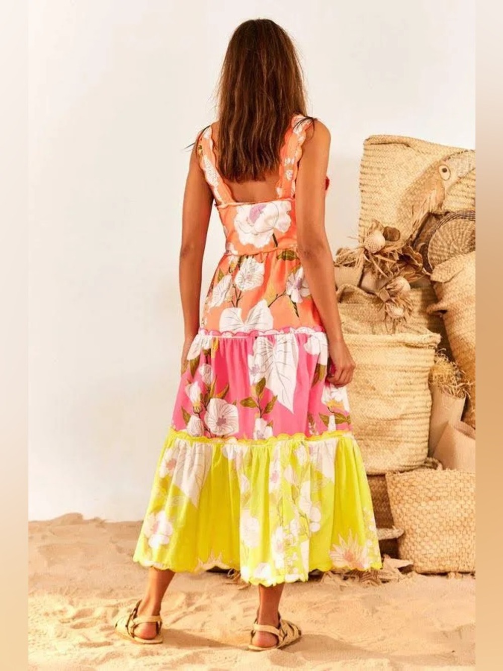 FARM Rio Mixed Neon Garden Tier Midi Dress - Picture 2 of 8